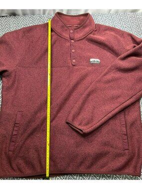 Eddie Bauer Burgundy Pullover Sweatshirt Snap Front Pockets  EST Size L See Desc